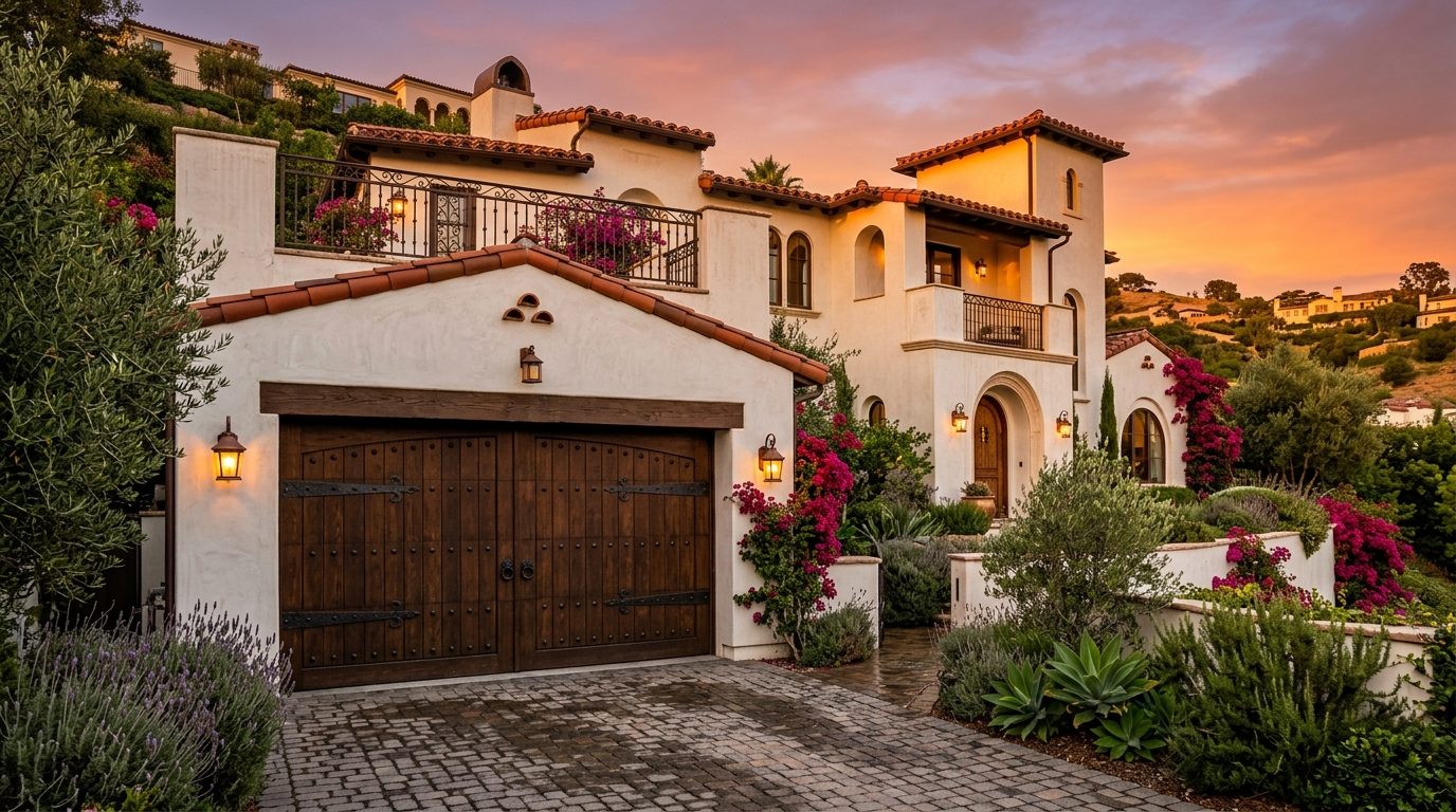 Hunter Garage Door Services Exterior Closed Garage Door at Twilight