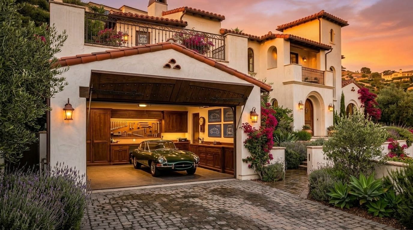 Hunter Garage Door Services Garage Door Gliding Open Revealing Warm Illuminated Interior